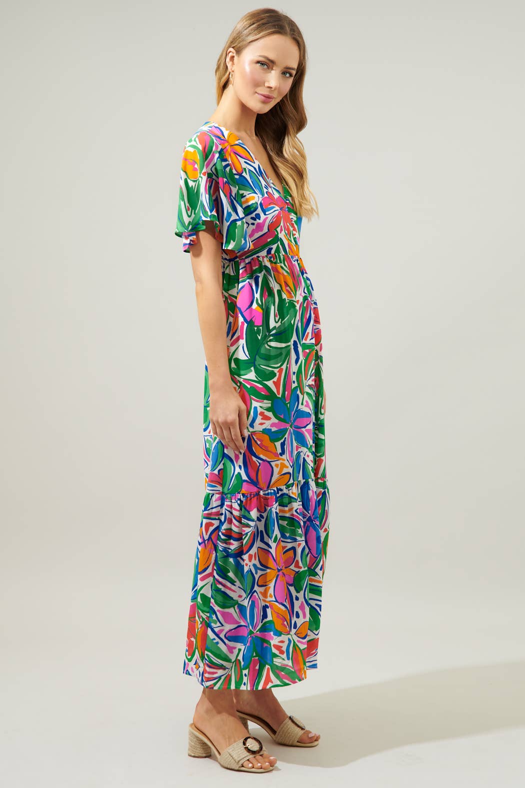 Paradise Falls Pismo Flutter Maxi Dress | Sugarlips Vibrant Floral Maxi Dress