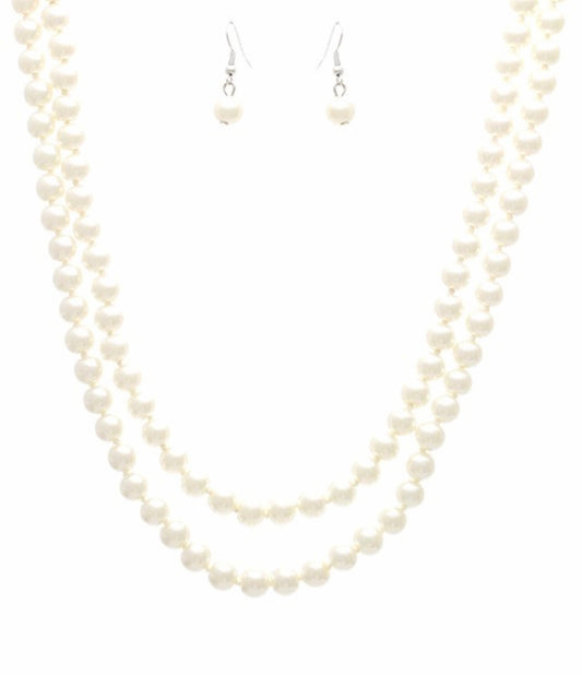 48” Pearl Necklace and Earring Set | Pearl Necklace and Dangle Earring Set