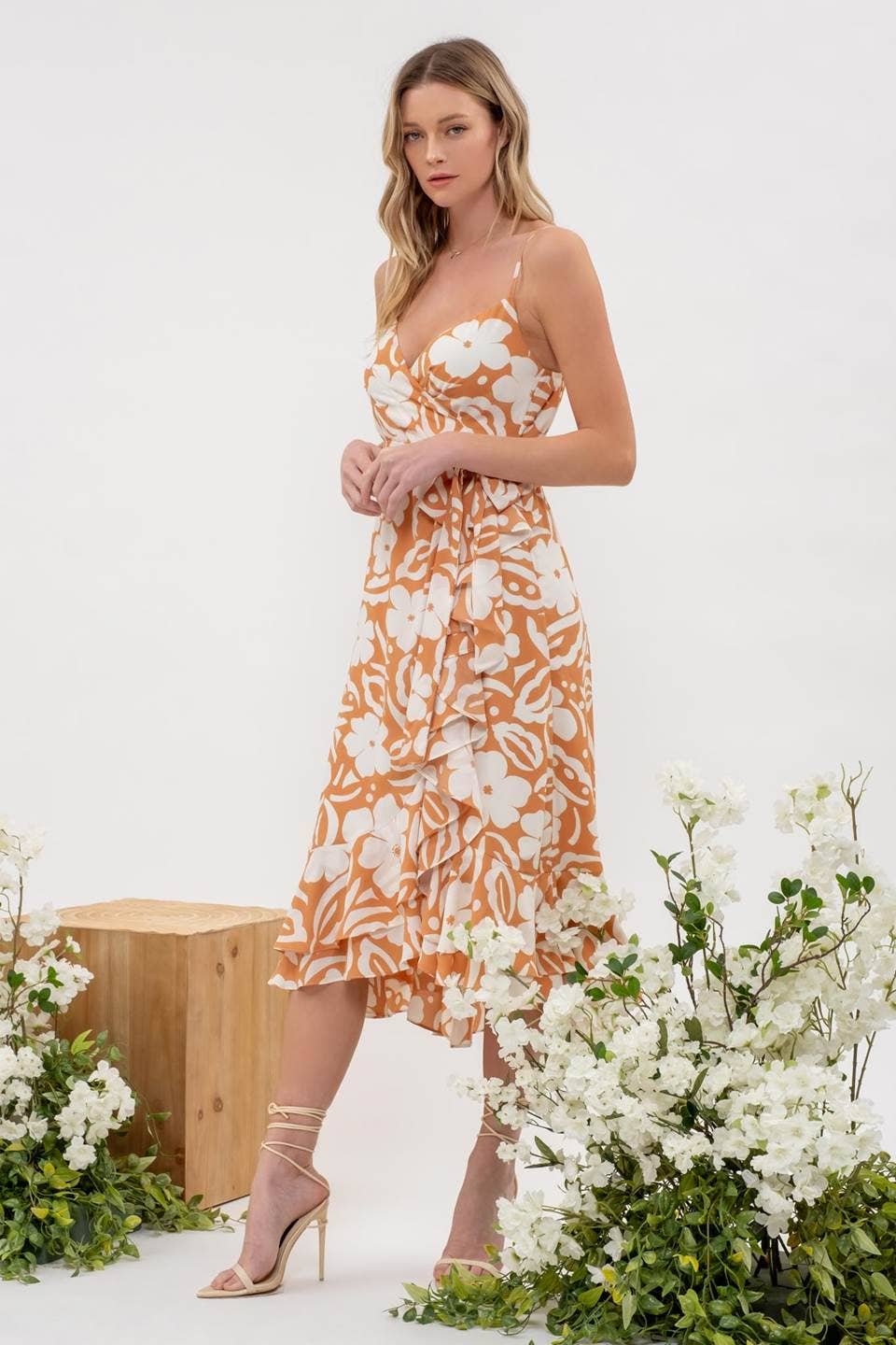 Special Destination Dress | Floral Print Wrap Midi Summer Dress