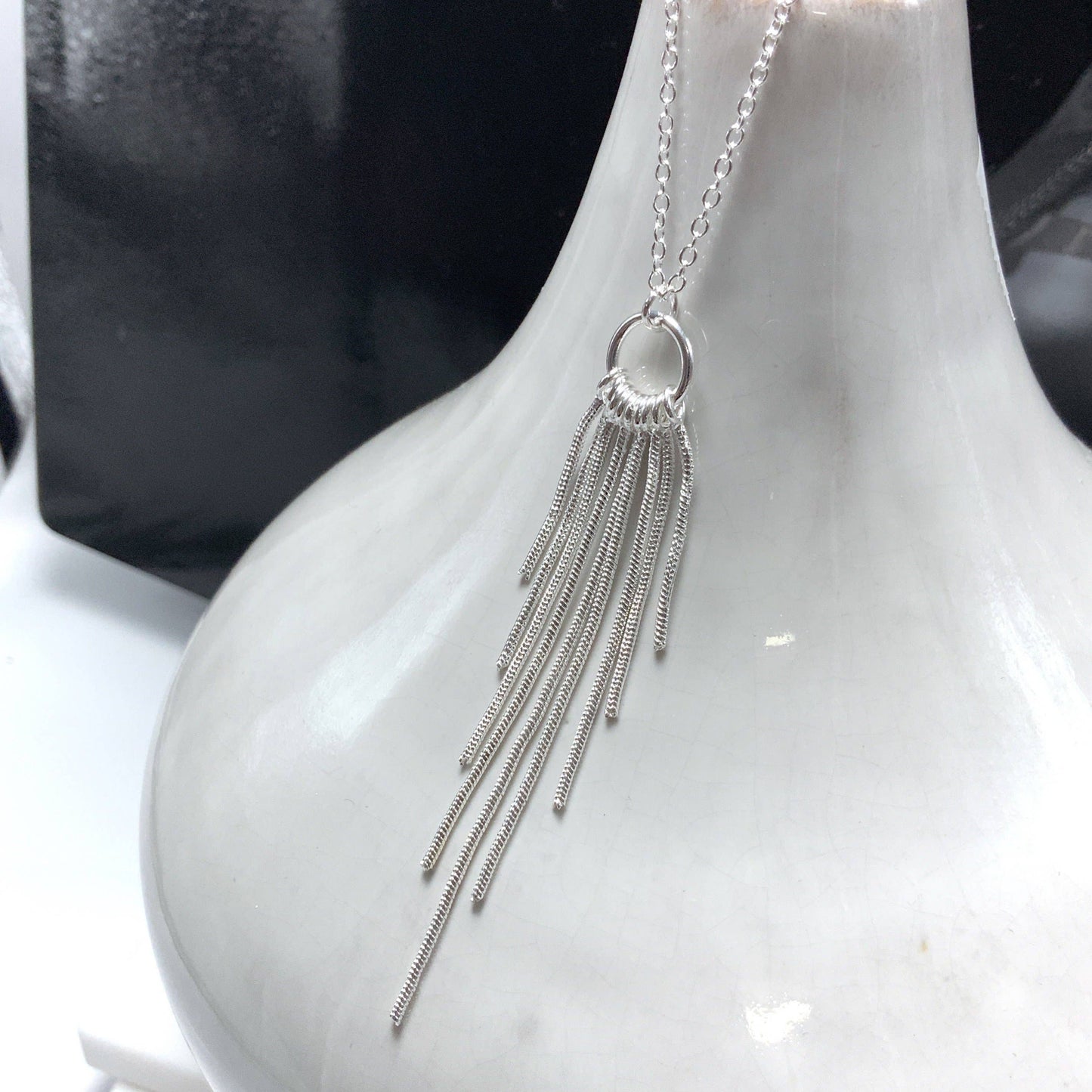 Olina Sterling Silver Tassel Necklace | .925 Sterling Silver Tassel Necklace