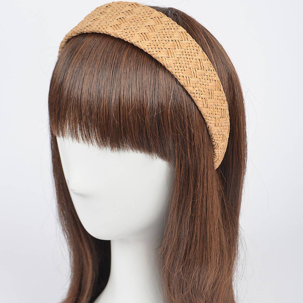 Faux Straw Headband | Faux Straw Khaki Headband