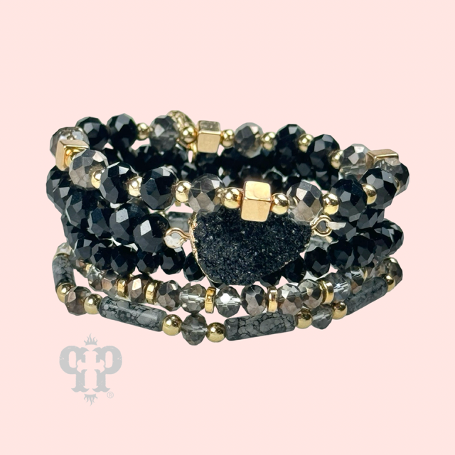 Five Strand Druzy Bracelet Set | Pink Panache Druzy Stack