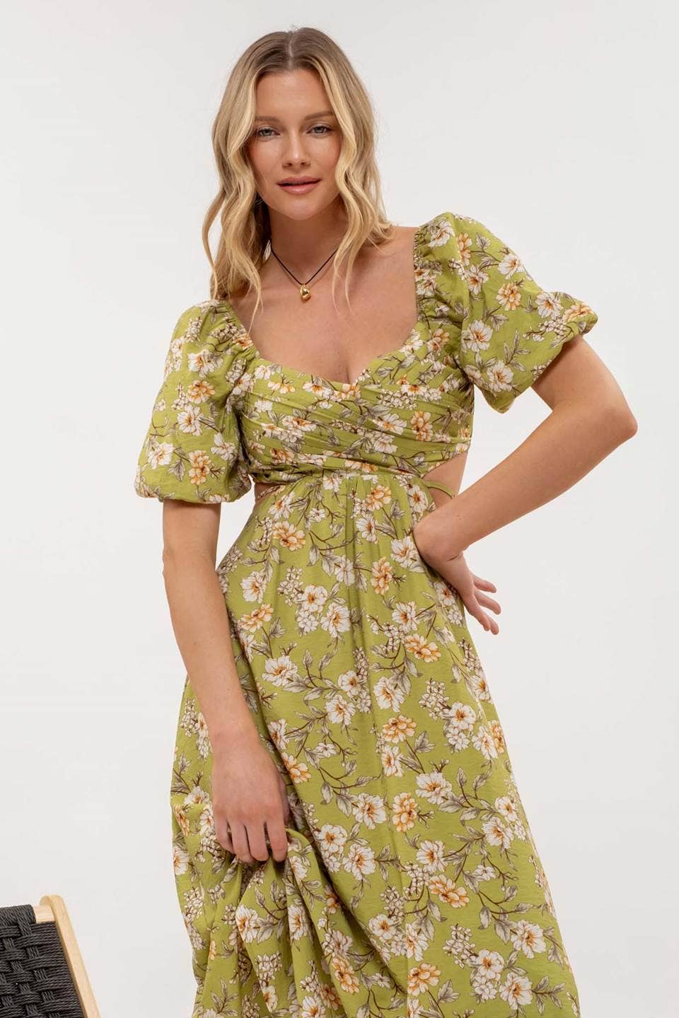 Timeless Romantic Midi Dress | Delicate Floral Kiwi Midi Dress