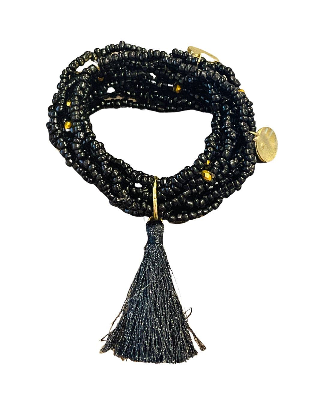Black Bracelet Set | Pink Panache Beaded Tassel Bracelet Set