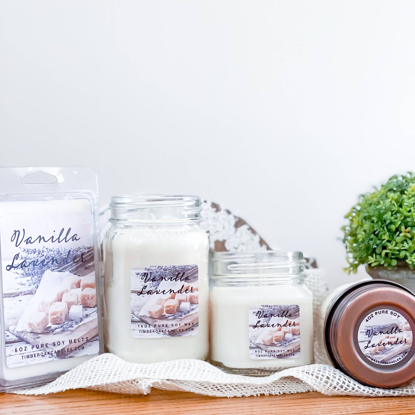 Vanilla Lavender 4oz Mason Jar Candle| Timber Oak Vanilla Lavender Soy Candle