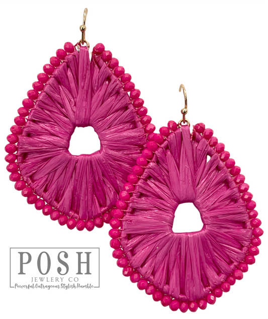 Beaded Raffia Earrings | Posh Jewelry Co Raffia Earrings
