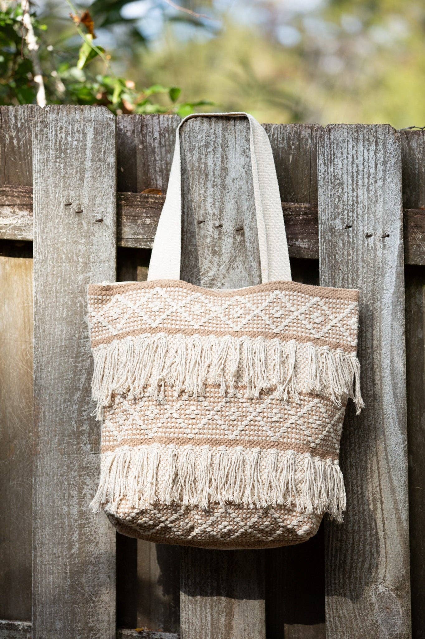 Boho Bliss Shoulder Bag | Boho Tassel Neutral Shoulder Bag