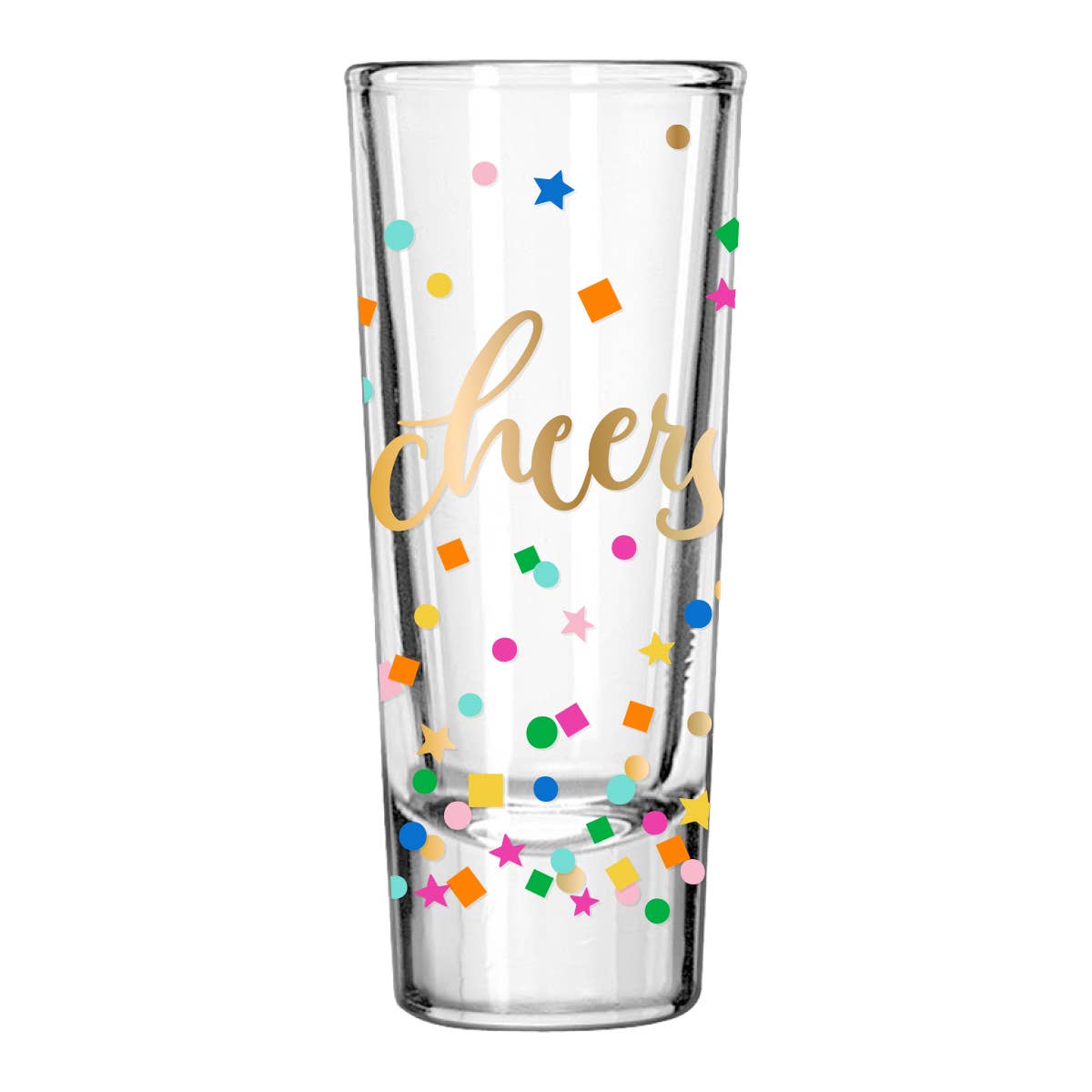 Cheers Confetti Shot Glass | Celebration Cheers Shot Glass