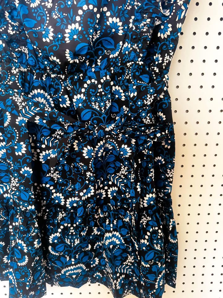 Effortlessly Cute Dress | Sugarlips Black Blue Printed Short Dress