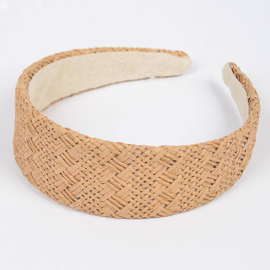 Faux Straw Headband | Faux Straw Khaki Headband