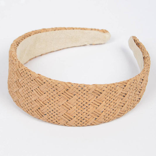 Faux Straw Headband | Faux Straw Khaki Headband