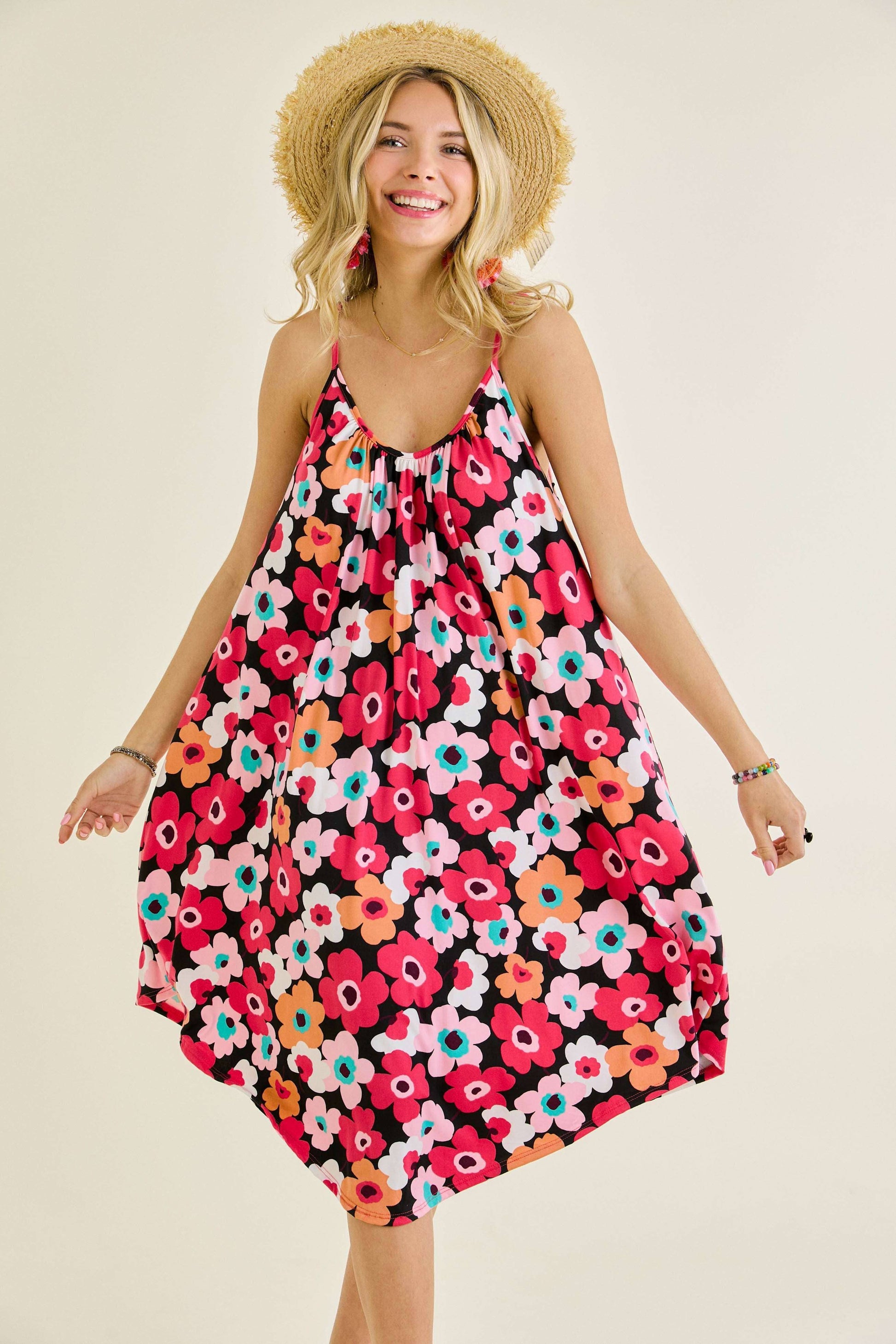Flowers Forever Sleeveless Midi Dress | Sleeveless V Neck Floral Sundress