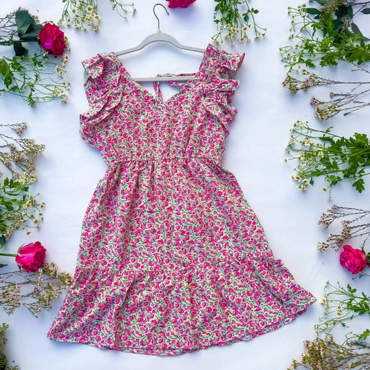 Forget Me Not Floral Dress | Umgee Pink Floral Tie Back Short Dress