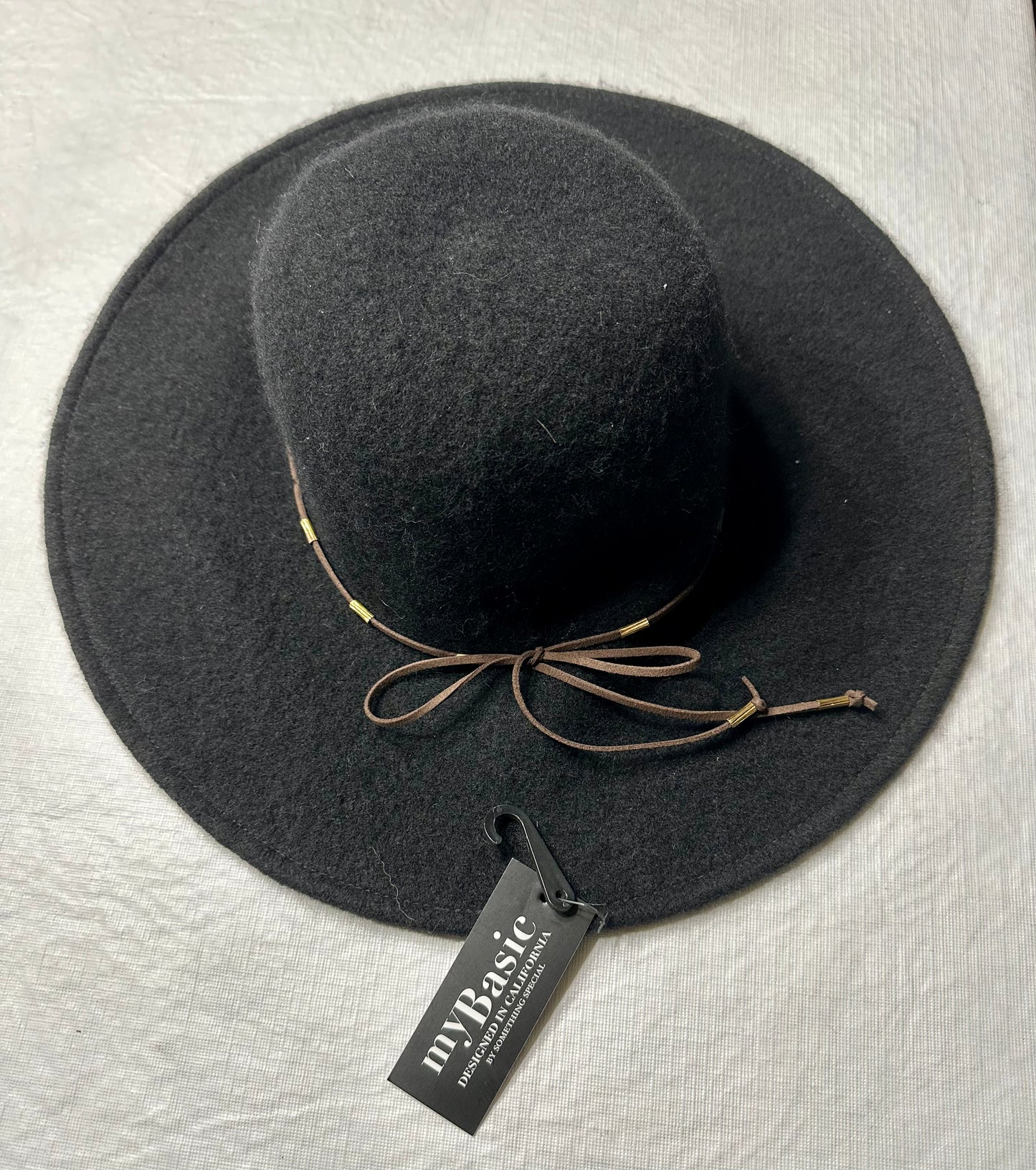 Black Wool Blend Floppy Hat