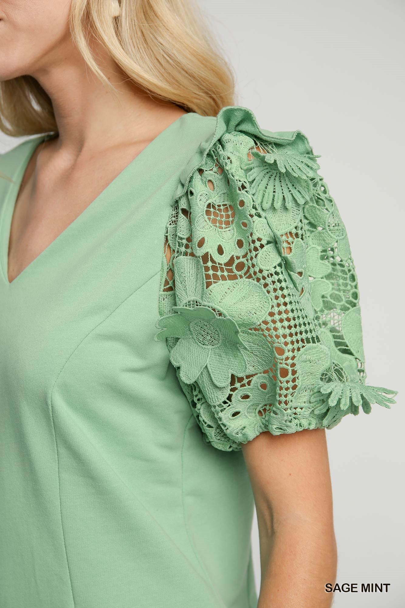 Beautiful Blooms Sage Mint Dress | Umgee Sage Mint Lace Dress