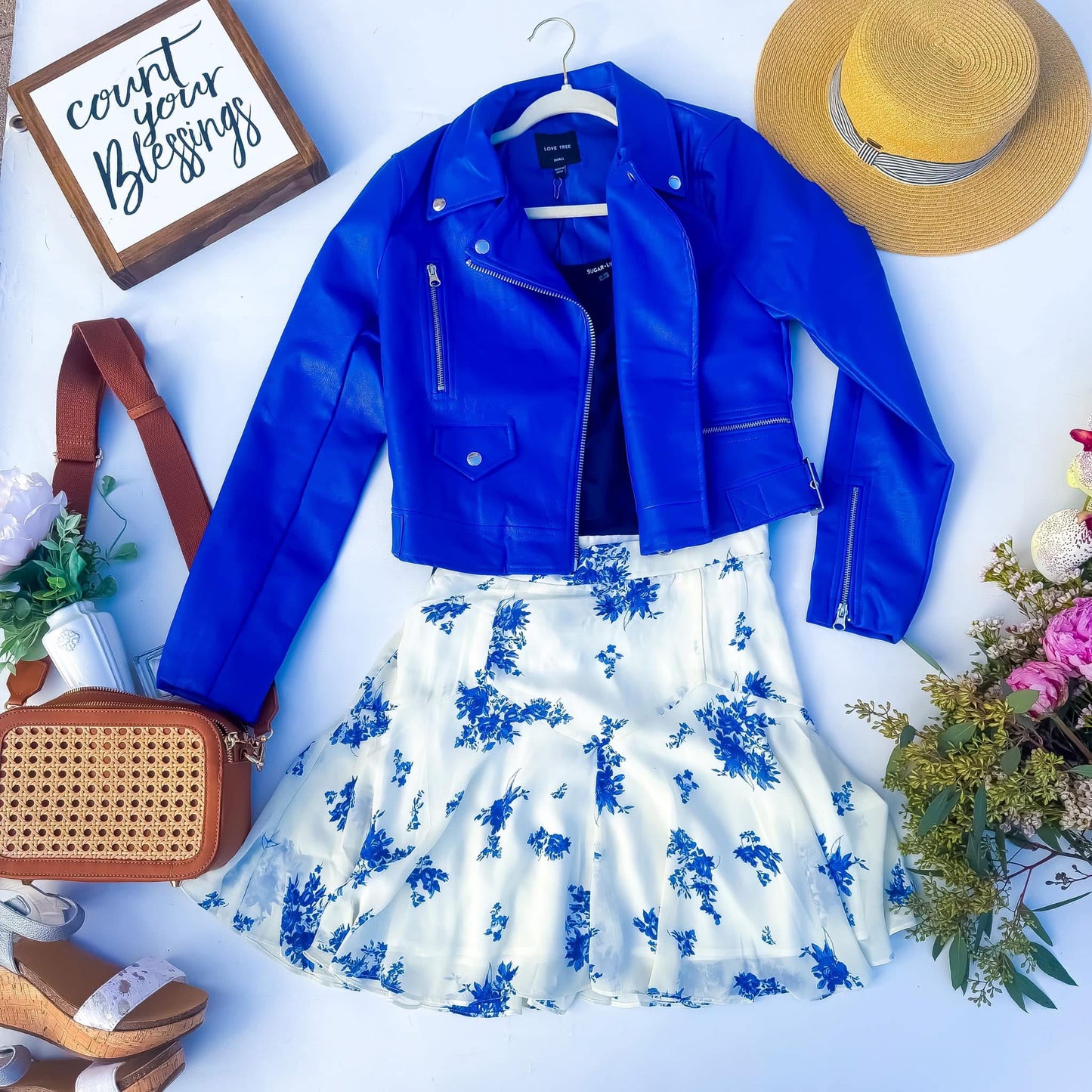 Blue Belle Floral Skirt | Blue floral Short Skirt