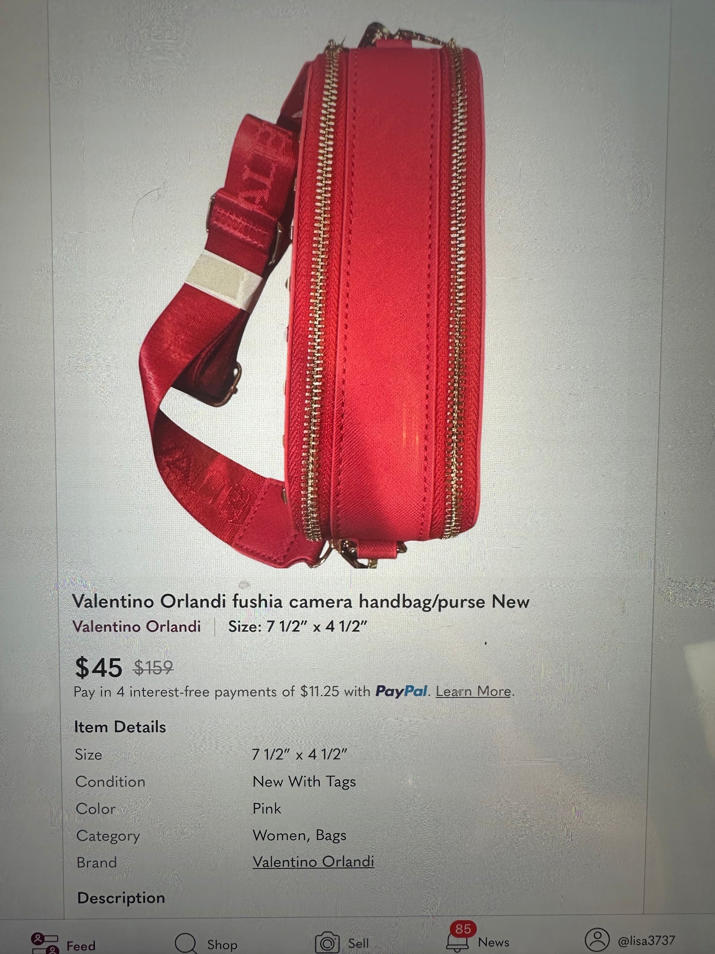Valentino Orlandi Fuchsia Purse | Fuchsia Camera Handbag Purse