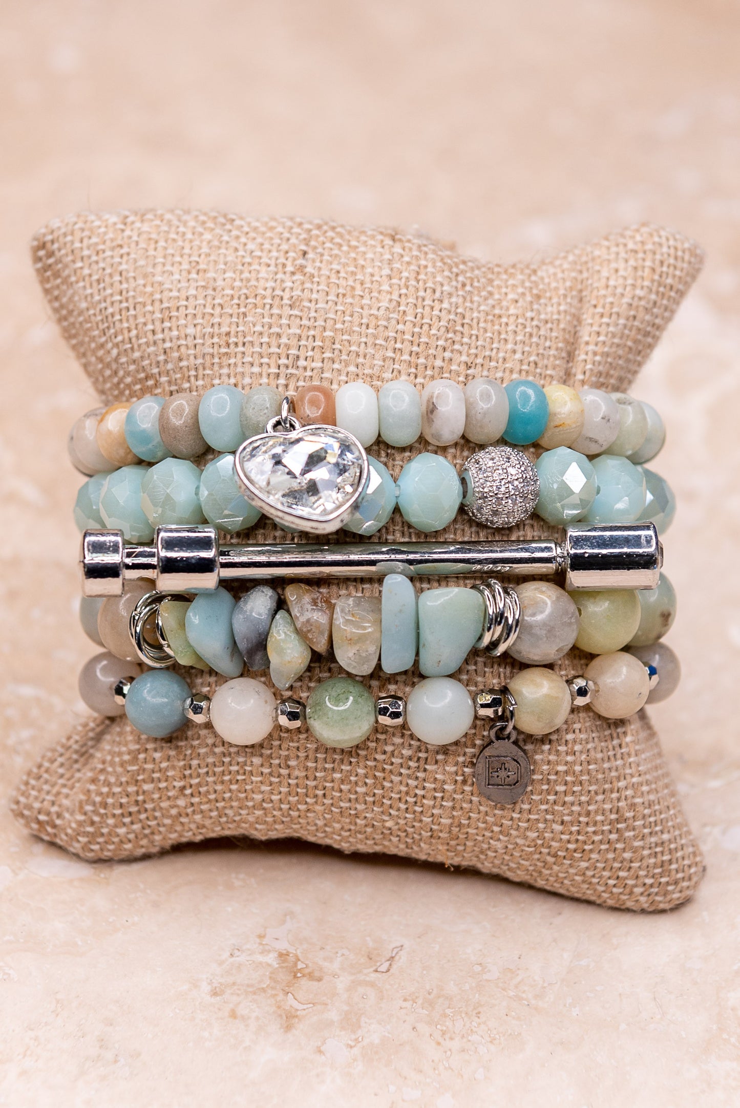 Kora Amazonite Bracelet Set | Five Stretch Amazonite Bead Bracelet Set