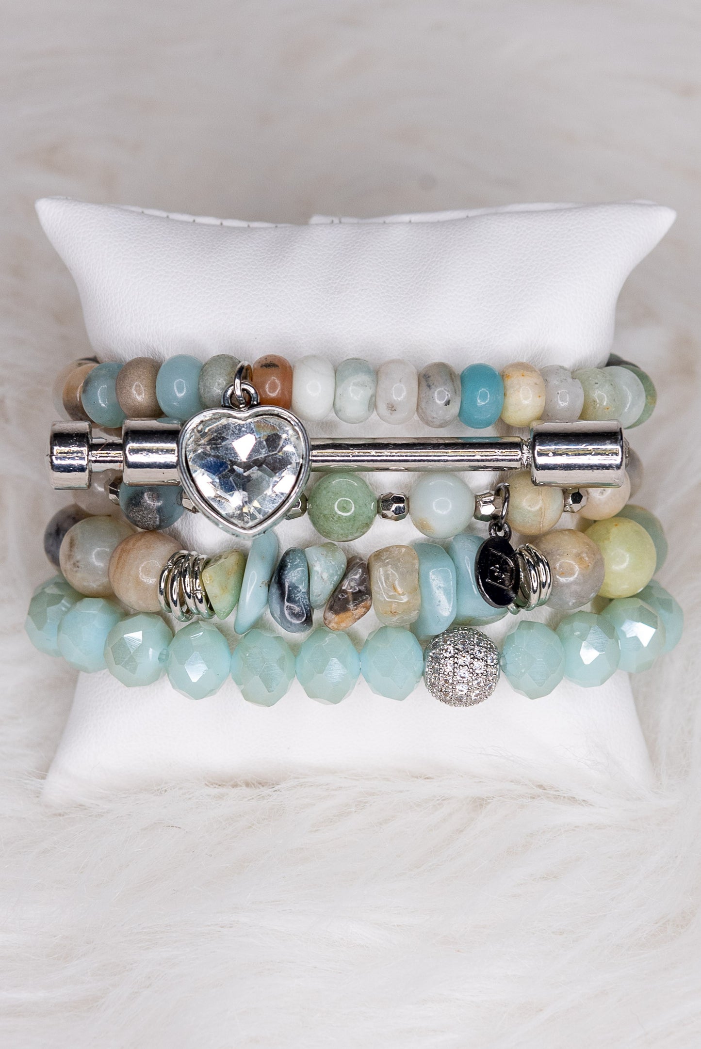 Kora Amazonite Bracelet Set | Five Stretch Amazonite Bead Bracelet Set