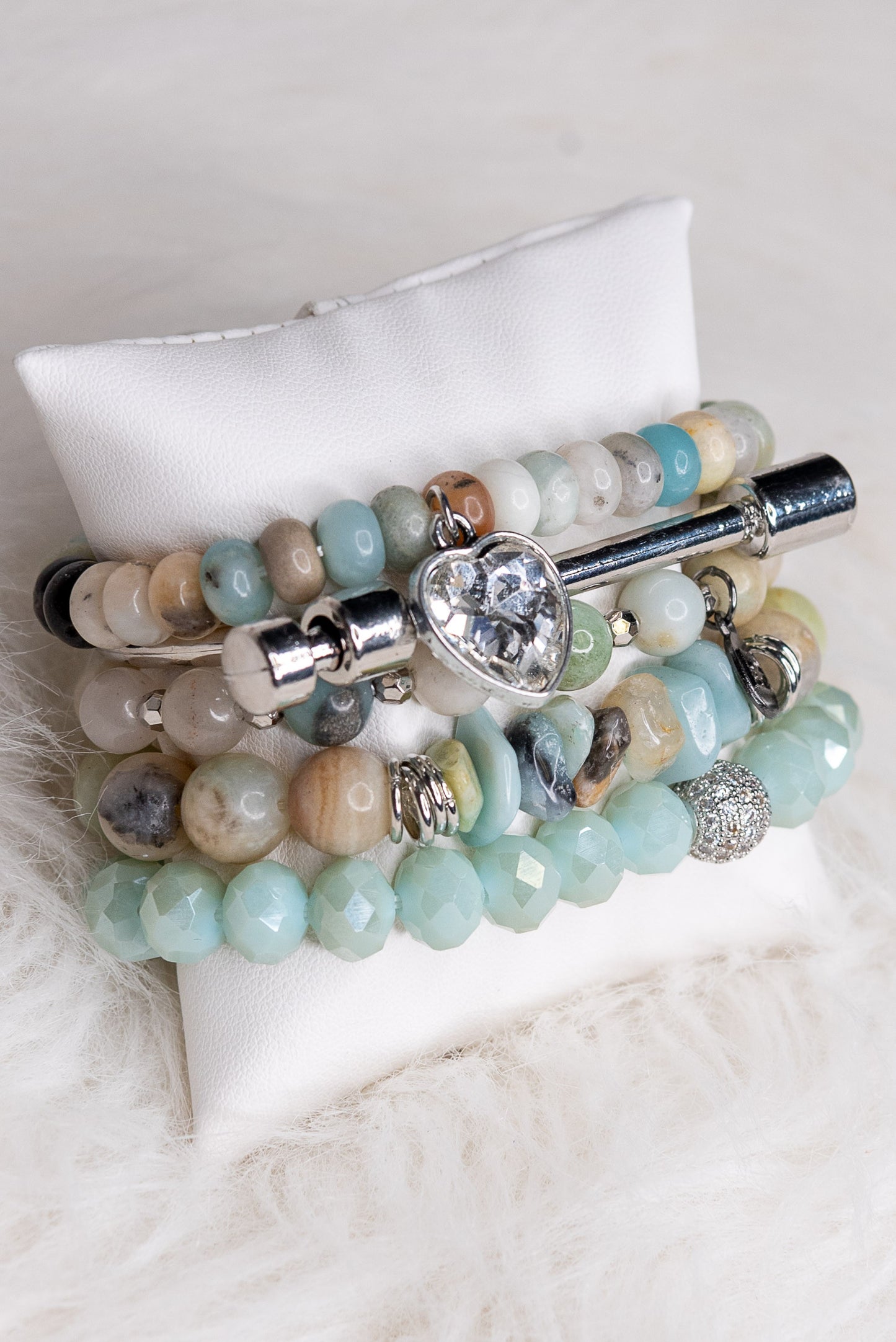 Kora Amazonite Bracelet Set | Five Stretch Amazonite Bead Bracelet Set