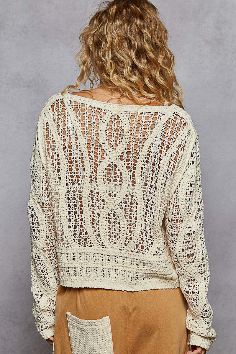 Natural Beauty Crochet White Top | White Long Sleeve Crochet Top