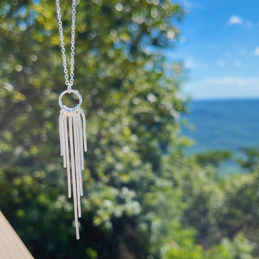 Olina Sterling Silver Tassel Necklace | .925 Sterling Silver Tassel Necklace