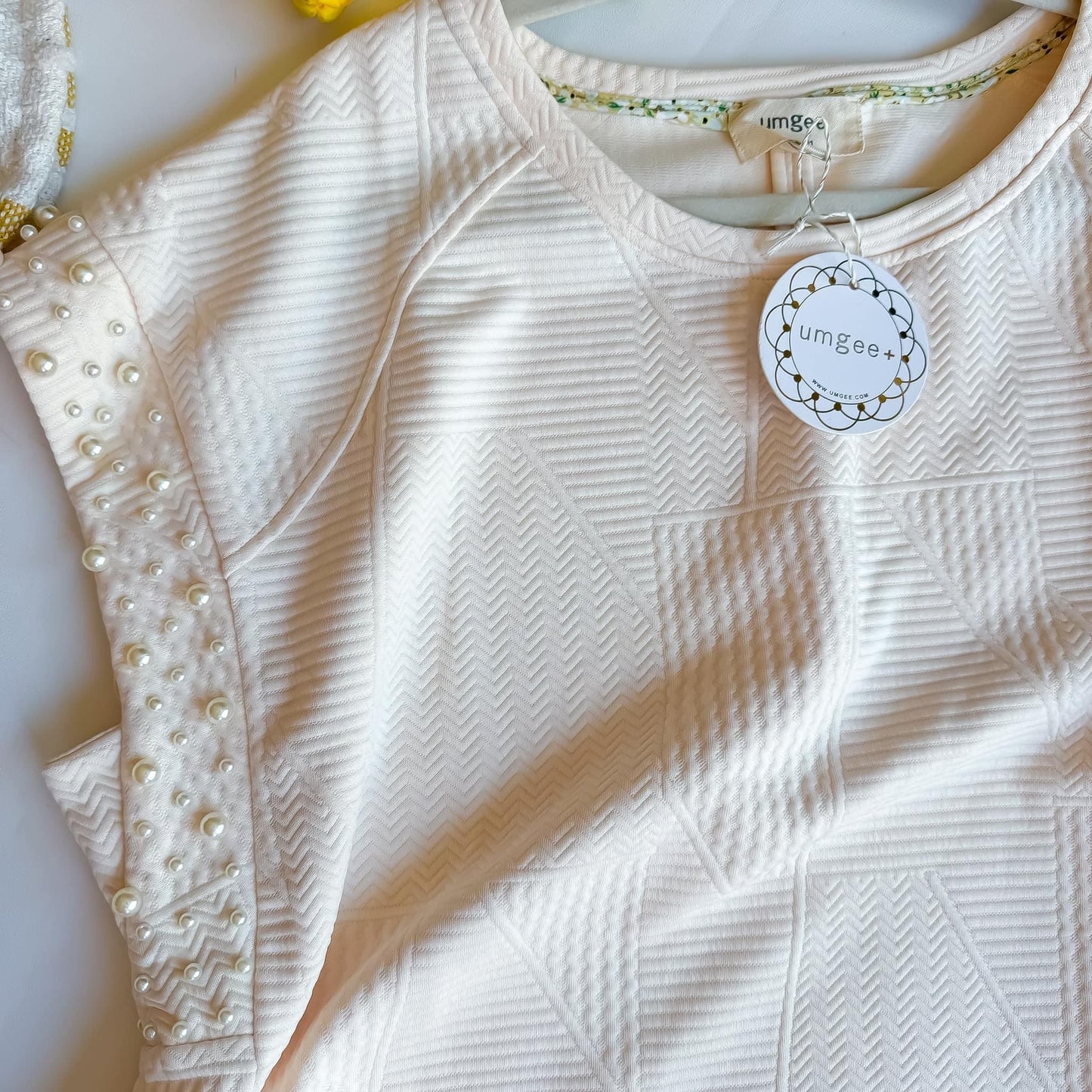 Pearly White Plus Dress | Pearl Details Cream Plus Dress by Umgee
