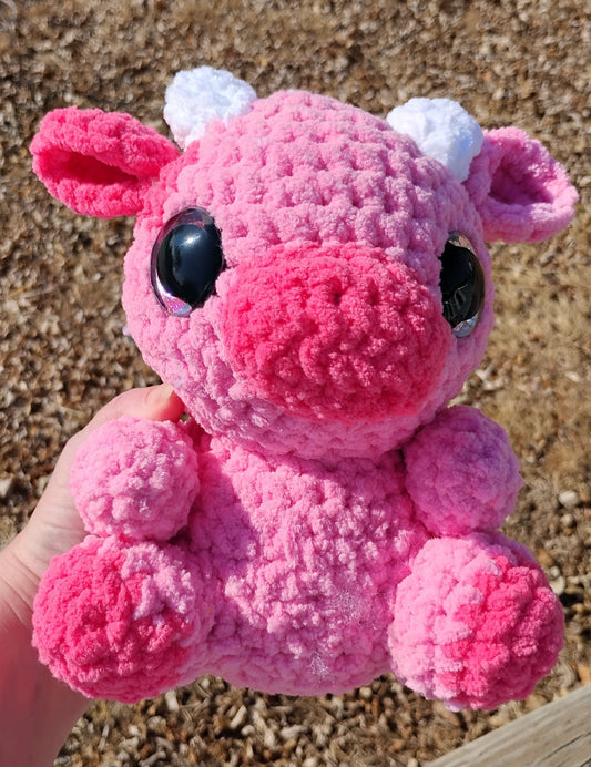 Pink Crochet Cow Plushie | Handmade Pink Crochet Cow Plushie
