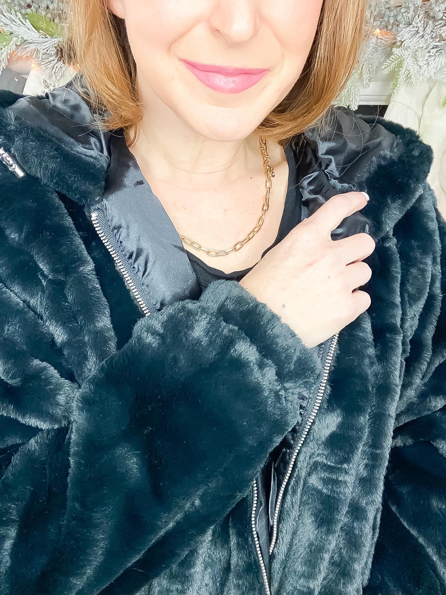 Pure Delight Faux Fur Plus Jacket | Black Faux Fur Lined Plus Jacket