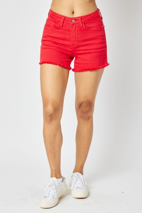 Red Hot Shorts | Judy Blue Mid Rise Red Shorts
