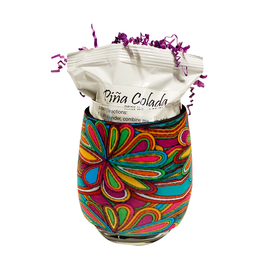 Stemless Wine Huggie Gift Set | Stemless Wine Huggie Drink Mix Gift Set