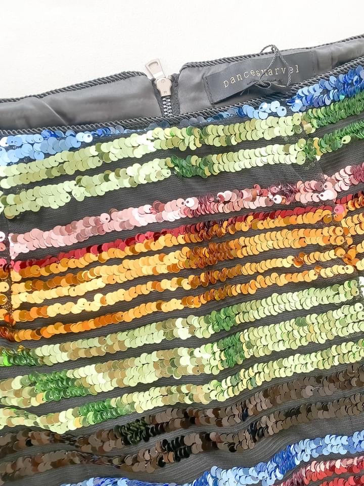 Stunning Sequined Skirt | Sequined Front Slit Party Skirt