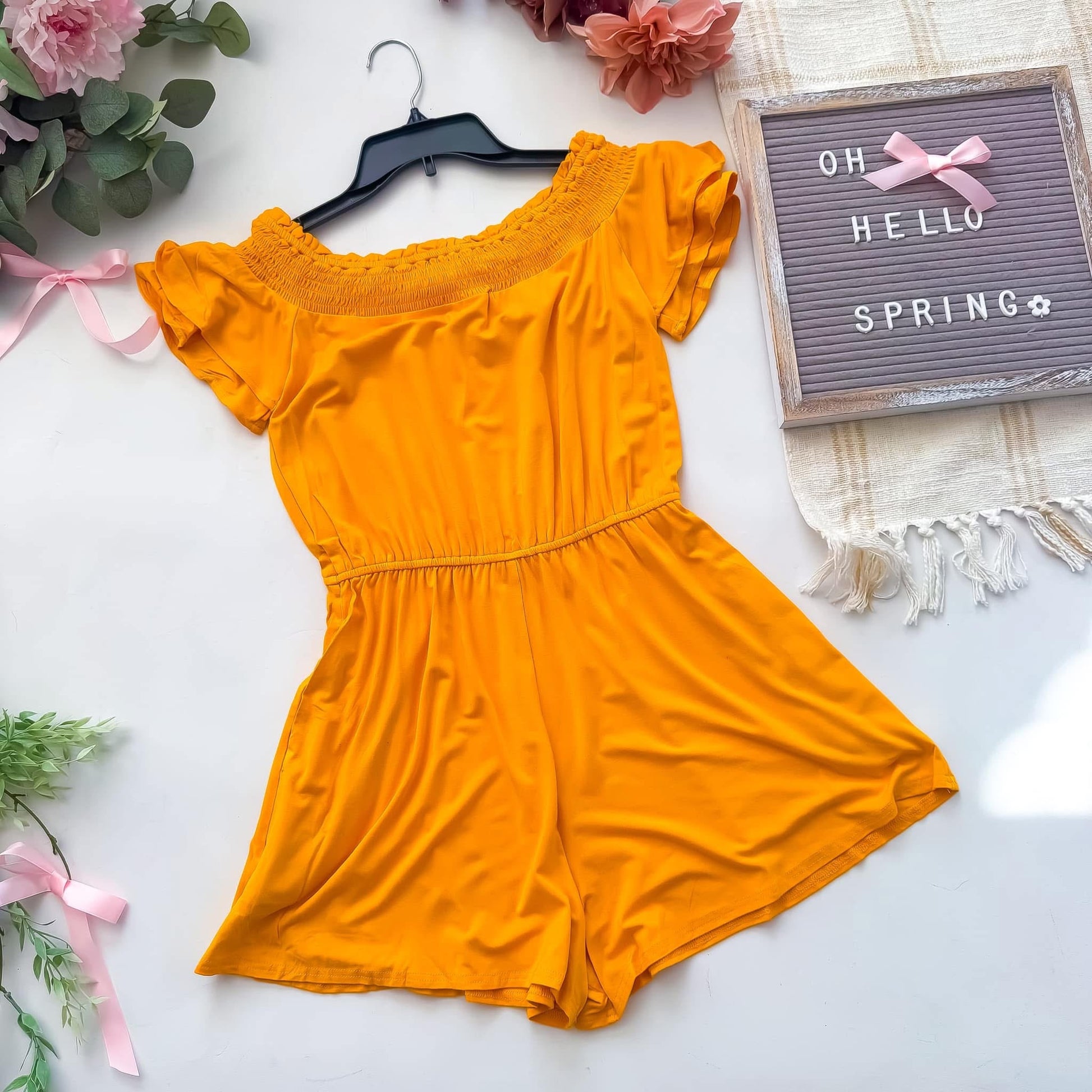 Sunshine Romper | Deep Yellow Shorts Romper with Pockets