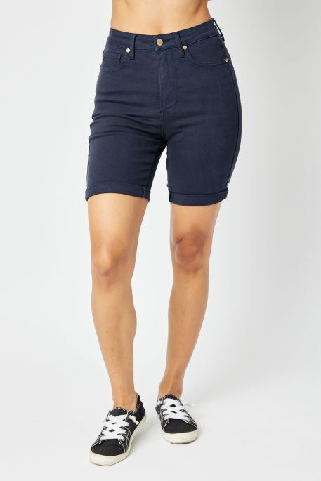 Take Me Out Black Denim Shorts | Judy Blue Black Denim Bermuda Style Shorts