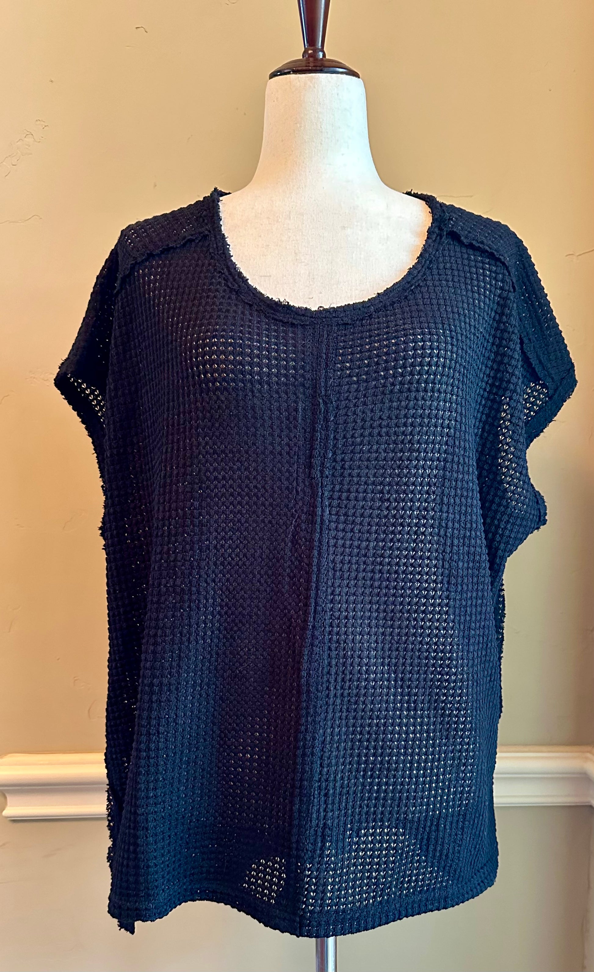 Time For Everything Plus Top | UMGEE PLUS Open Knit Black Top