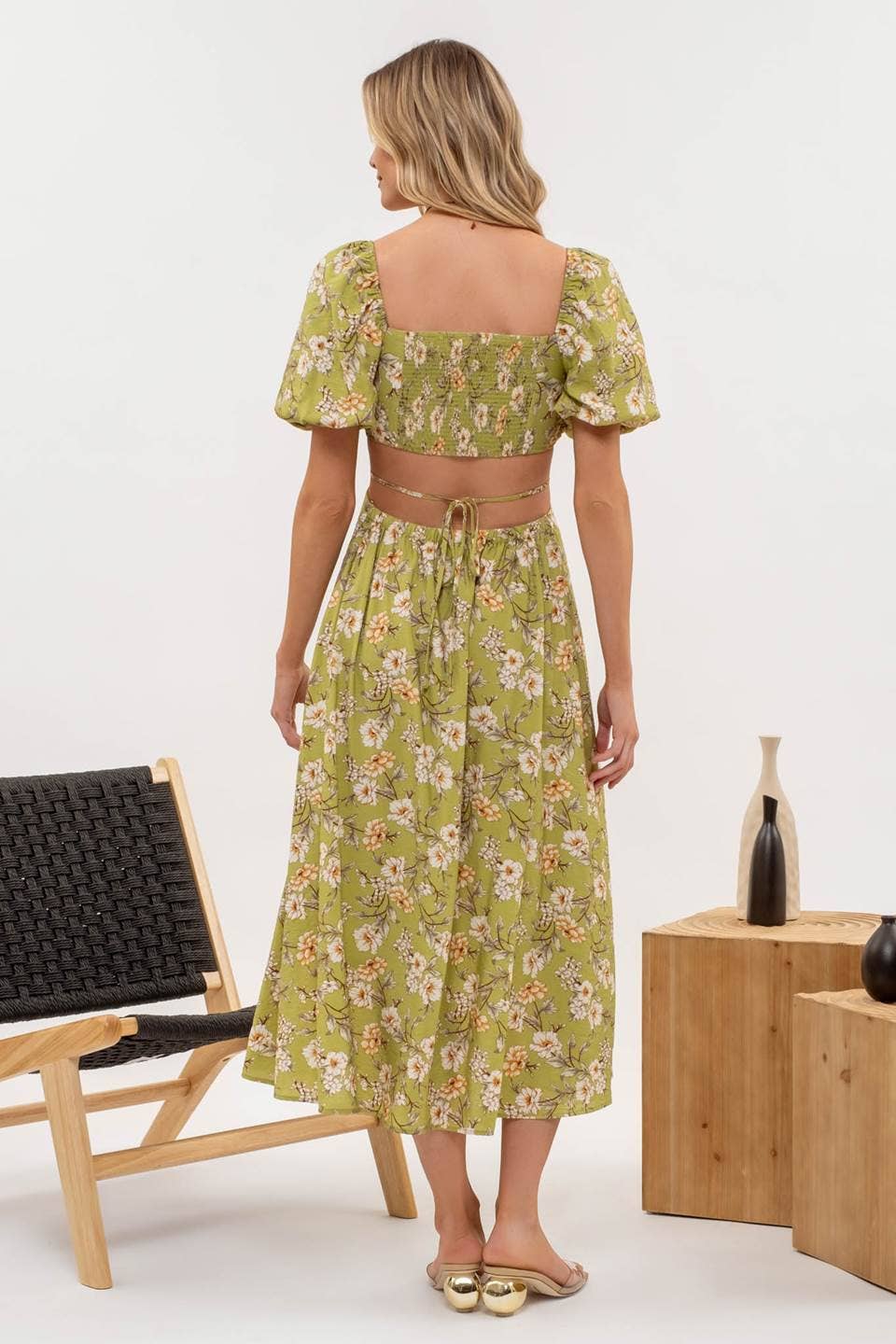 Timeless Romantic Midi Dress | Delicate Floral Kiwi Midi Dress