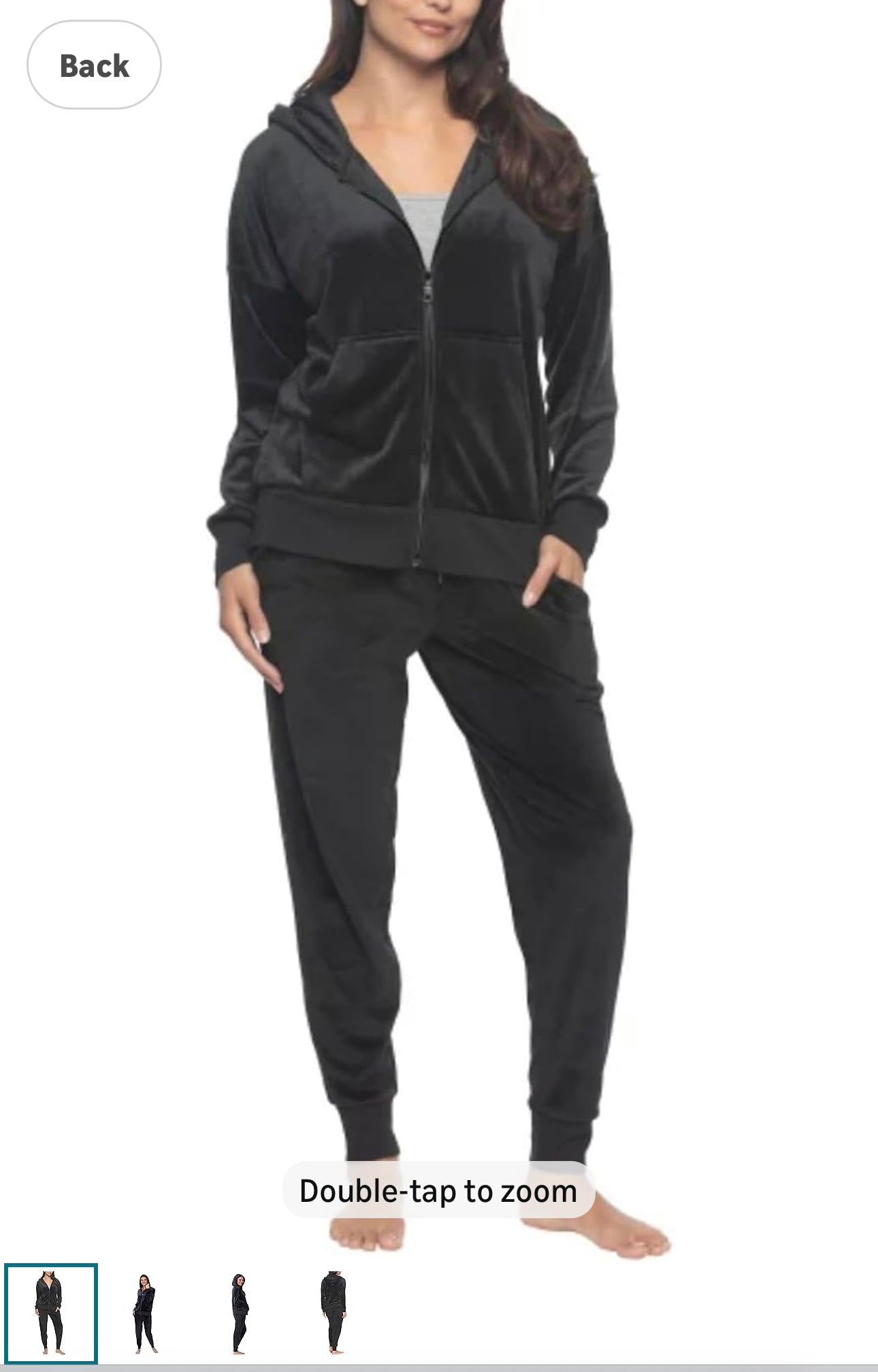 Velour Black Jogger Set | Black Velour Hoodie Jogger Set