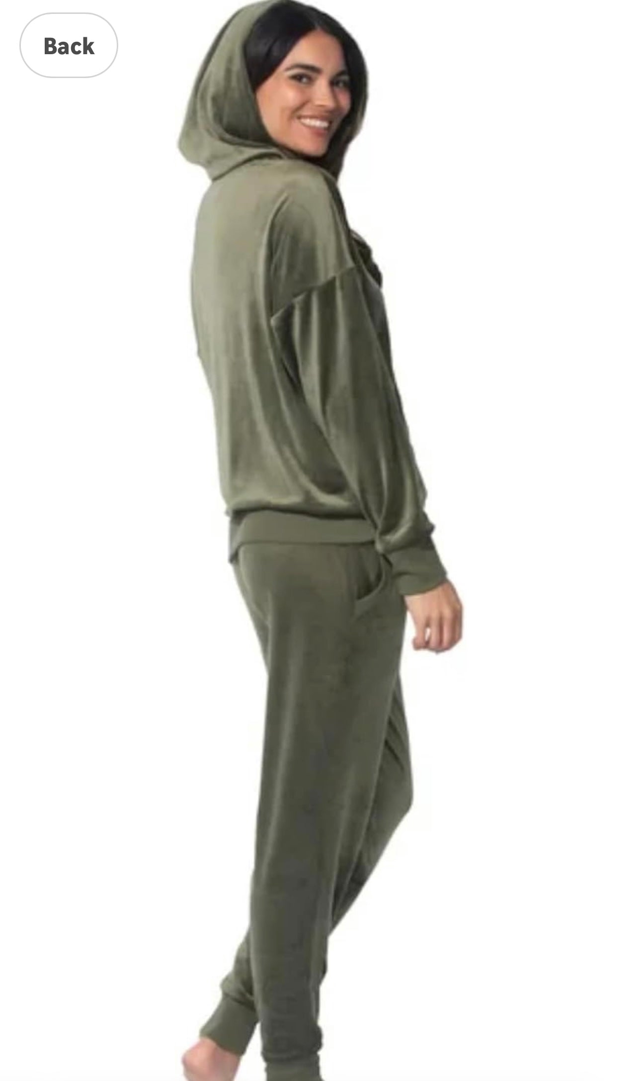 Velour Olive Jogger Set | Olive Velour Hoodie Jogger Set