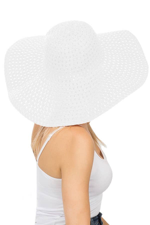 White Open Weave Floppy Hat | Open Weave Light Weight Floppy Brim Hat