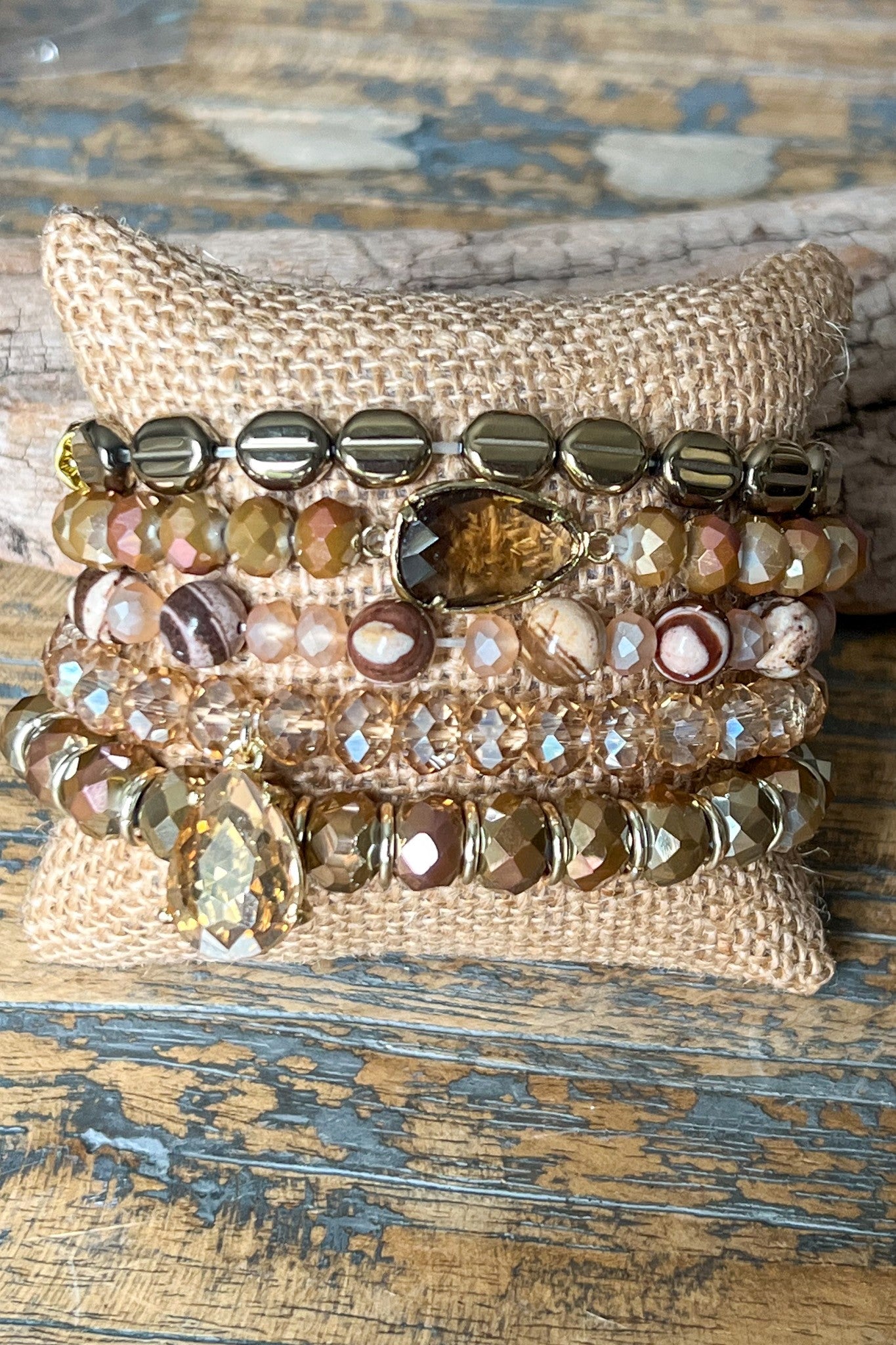 Willow Beaded Bracelet Set | Five Beaded Stretch Bracelet Set