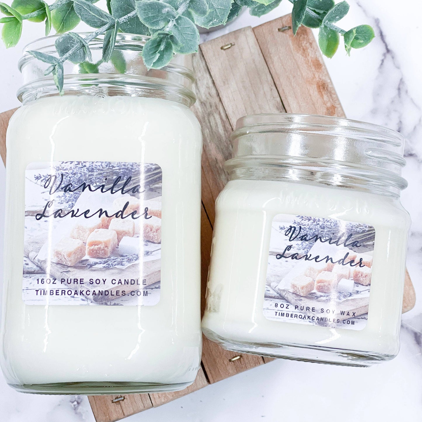 Vanilla Lavender 8oz Mason Jar Candle | Timber Oak Vanilla Lavender Soy Candle