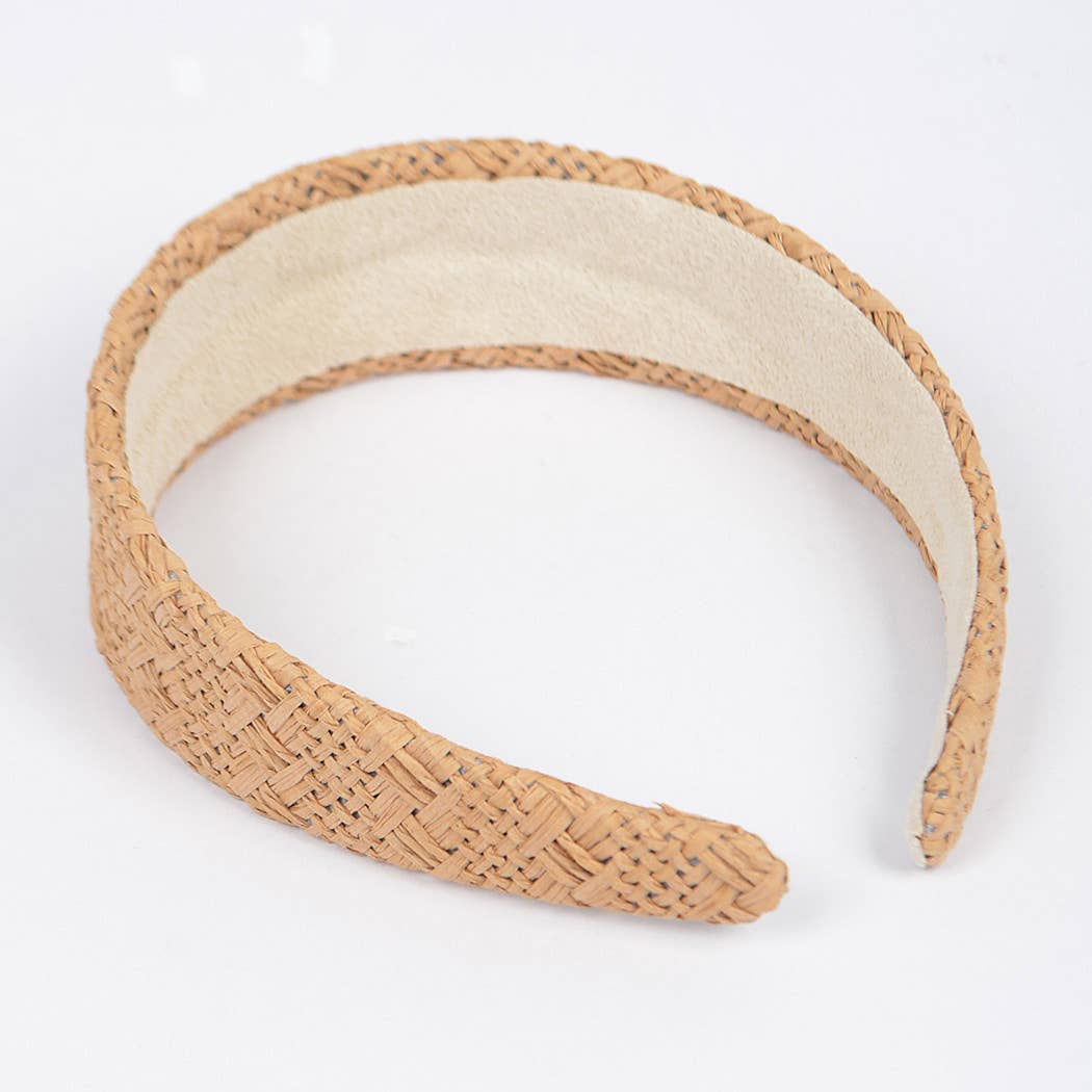 Faux Straw Headband | Faux Straw Khaki Headband