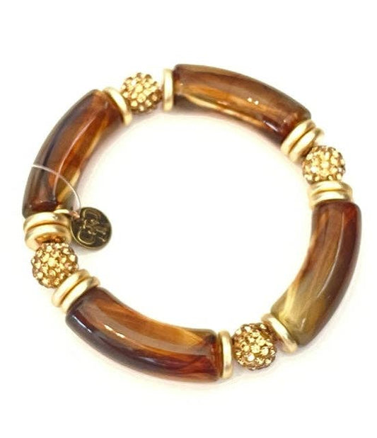 Bamboo Bead Bracelet | Pink Panache Brown Stretch Bracelet