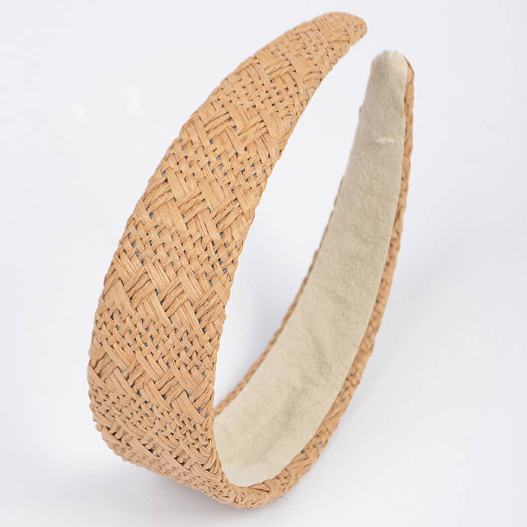 Faux Straw Headband | Faux Straw Khaki Headband