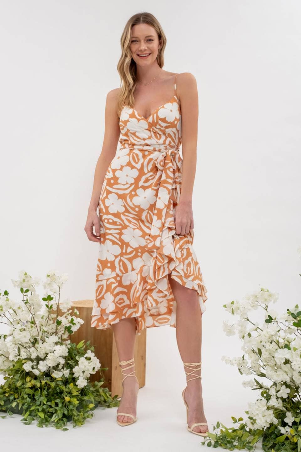 Special Destination Dress | Floral Print Wrap Midi Summer Dress