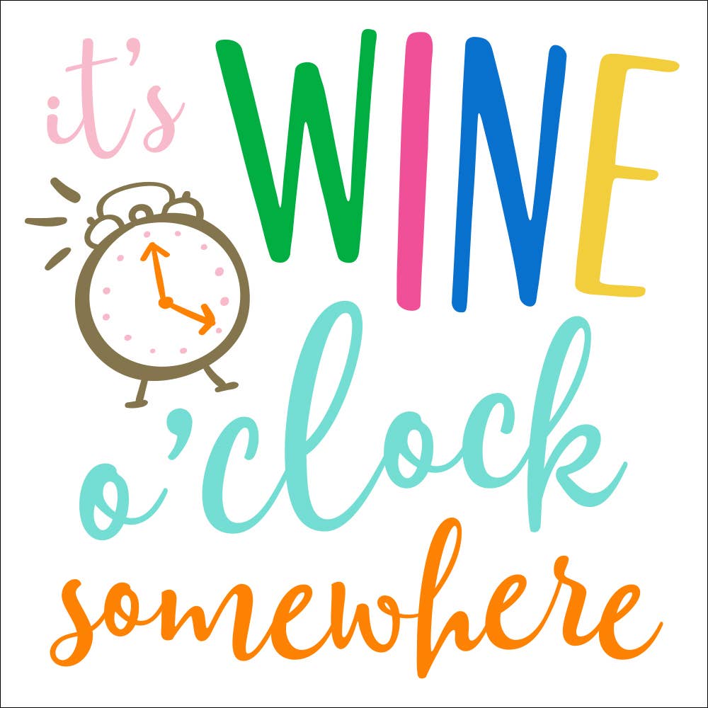 Wine O' Clock Somewhere Napkins | Fun Wine Disposable Napkins