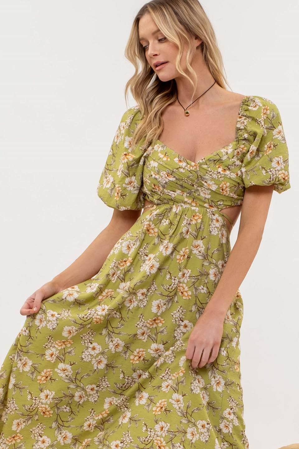 Timeless Romantic Midi Dress | Delicate Floral Kiwi Midi Dress