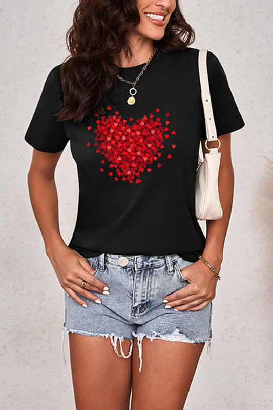 3D Heart Graphic Tee | Black Valentines Day 3D Heart Graphic Tee