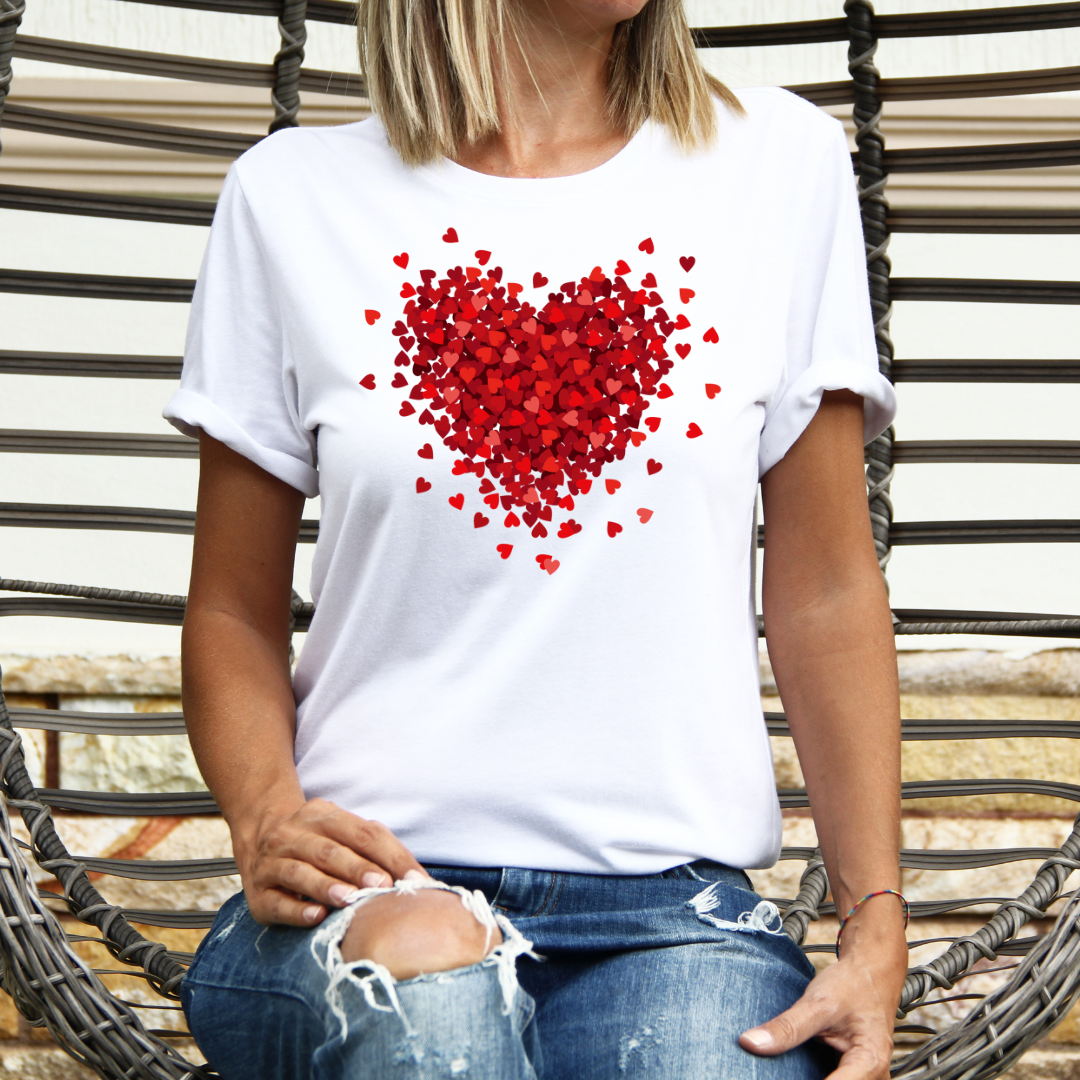 3D Heart Graphic Tee | Valentines Day 3D Heart Graphic Tee