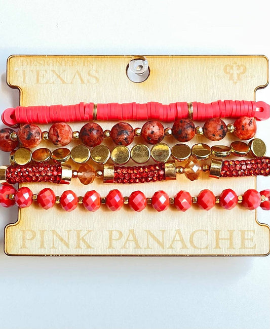 5-strand Coral Mix Stack Bracelets | Pink Panache Coral Bracelet Set